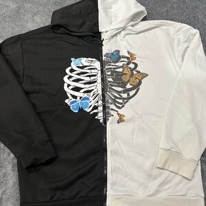 Black and White Hoodie with Butterfly Design